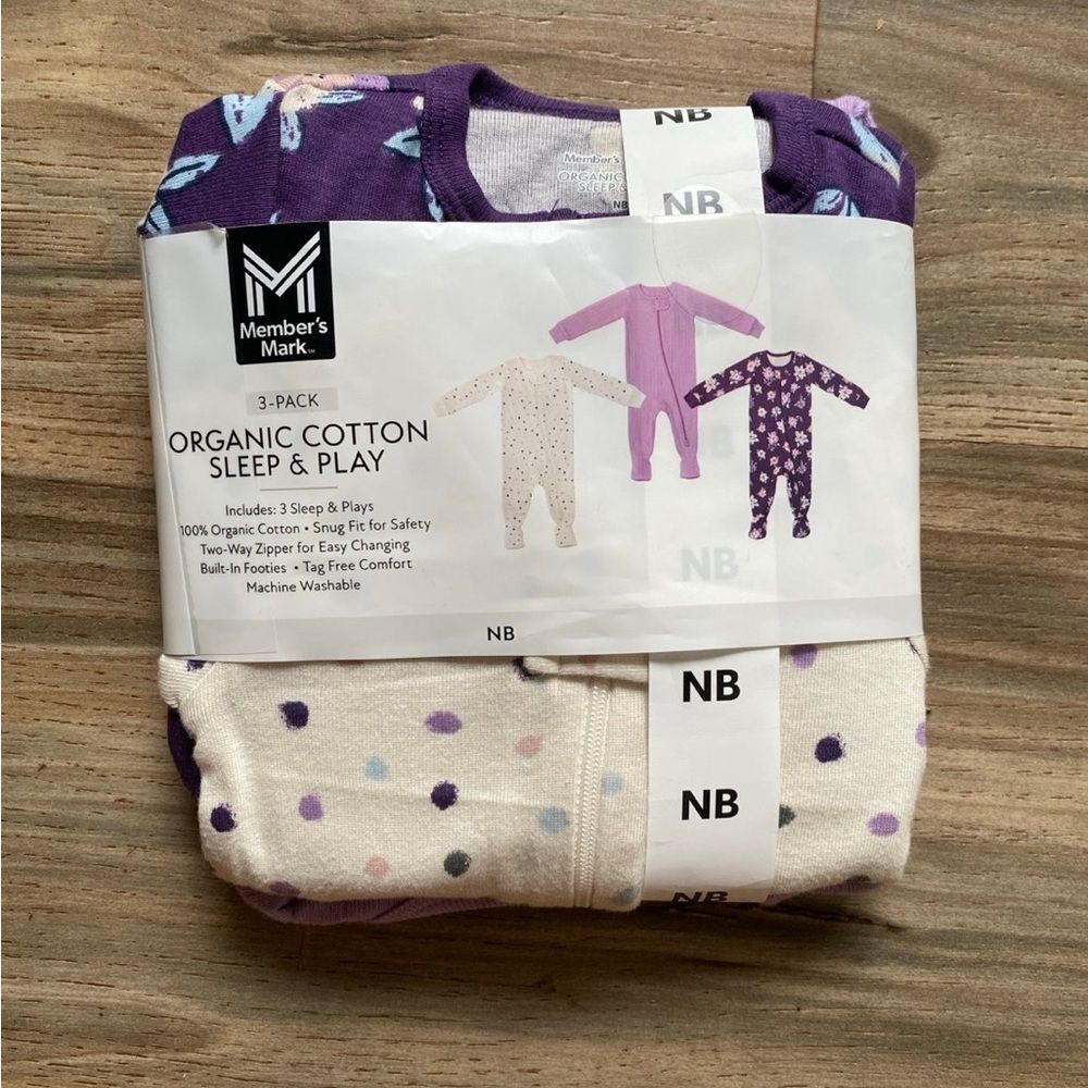 Member’s Mark Organic Cotton Sleep & Play 3-Pack Newborn